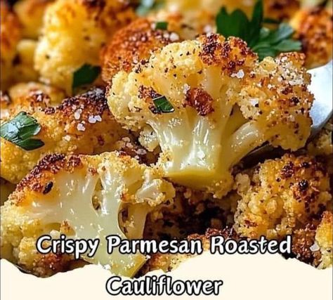 Cauliflower Air Fryer, Cauliflower Side Dish, Recipes With Parmesan Cheese, Vegetables Dishes, Parmesan Roasted Cauliflower, Zucchini Puffer, Vegan Parmesan, Bariatric Recipes, Delicious Dishes