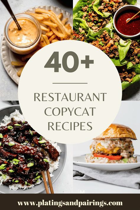 Dinner Ideas Restaurant Copycat Recipes, Recipes From Famous Restaurants, Takeout Copycat Recipes, Cookbook Dinner Recipes, Diy Easy Dinner Recipes, Copy Recipes Restaurants, Easy Restaurant Appetizers, Take Out Copycat Recipes, Famous Copycat Recipes