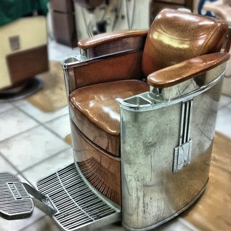 Art Deco Leather Chair - Foter Urban Industrial Decor, Aviation Furniture, Barbershop Design, Deco Chairs, Vintage Barber, Barber Chair, Deco Furniture, Art Deco Furniture, Cool Chairs