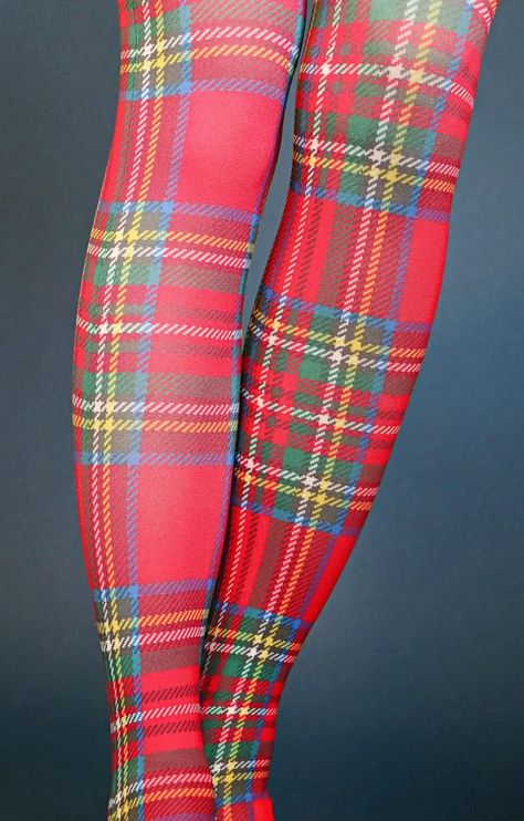 This classic red colored plaid, Royal Stewart Tartan Plaid Printed Tights are perfect for holiday seasons! Tights Pattern, Plaid Tights, Christmas Tights, Cool Tights, Plaid Stockings, Royal Stewart Tartan, Stewart Tartan, Printed Tights, Clothing Pieces