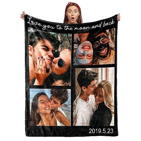 Promistill Couple Gifts Custom Blanket with Photos Personalized Flannel Throw Blankets Gifts for Boyfriend Girlfriend Customized Blanket Personalized for Husband Wife Custom Blanket For Boyfriend, Christmas Blanket Gift, Couple Blanket, Custom Photo Blanket, Picture Blanket, Throw Blanket Gift, Baby Friends, Blanket Christmas, Christmas Gifts For Couples