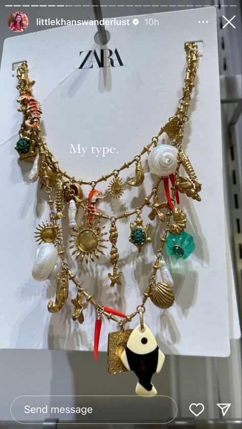 Xoxo Jewelry, Zara Necklace, Preppy Jewelry, Zara Jewelry, Golden Necklace, Zara New, Fantasy Clothing, Jewelry Inspo, Sea Life