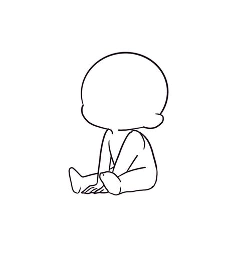 Drawing Base Sitting Down, Chibi Base Pose Reference Sitting, Cibi Drawing Poses, Sitting Down Chibi Pose, Sleepy Chibi Poses, Chibi Poses Cute, Cute Anime Characters Chibi, Sit Pose Drawing, Chibi Action Poses