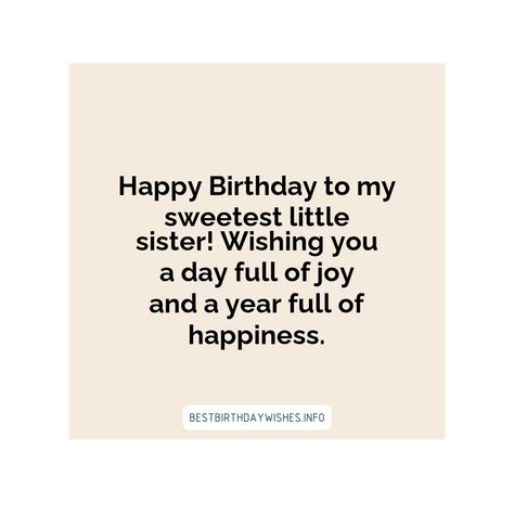 Your little sister's birthday is a special occasion to show her how much you care. Whether you are looking for something funny, heartfelt or sentiment... | # #BirthdayWishes Check more at https://www.ehindijokes.com/birthday-wishes-little-sister/ Wish For Sister, Choti Sister Birthday Wishes, Happy Birthday Wishes For Sisters, Baby Sister Birthday Wishes, Birthday Caption For Cousin Sister, My Sister Birthday Wishes, Happy Birthday To Sister Quotes, Bday Caption For Sister, Happy Birthday Sis Wishes