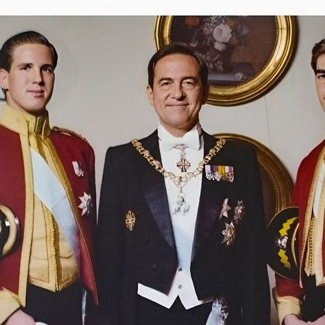 Andreas Megos on Instagram: "His Majesty King Constantine of Greece surrounded by his two eldest sons, Crown Prince Pavlos and Prince Nikolaos, both in Royal Scots Dragoon Guards Cavalry Regiment Mess Dress Uniform. Crown Prince Pavlos trained as a British army officer at the Royal Military Academy Sandhurst before taking a three-year commission as a 2nd lieutenant with the Royal Scots Dragoon Guards Cavalry Regiment in 1987. His Highness was promoted to lieutenant in April 1989, and relinquish Royal Military Academy Sandhurst, British Guard, Coldstream Guards, Army Officer, Military Academy, George Vi, British Army, Greece, Prince