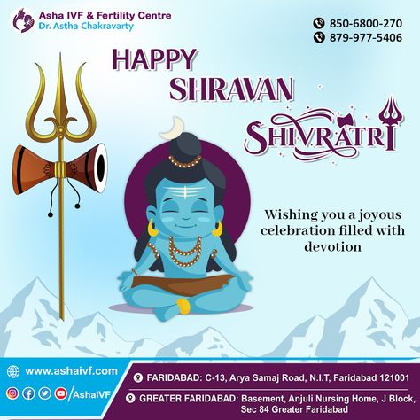 May the divine blessings of Lord Shiva bring joy, prosperity, and the gift of parenthood to all those seeking it. Asha IVF & Fertility Centre wishes you a blessed and Happy Shravan Shivratri. #shravanshivratri2023 #shravansomvar #mahakal #savan #infertility #ivfjourney #fertility #infertilityawareness #ivfsuccess Savan Shivratri, Divine Blessings, Ivf Success, Fertility Center, Joyous Celebration, The Divine, Lord Shiva, The Gift, Fertility