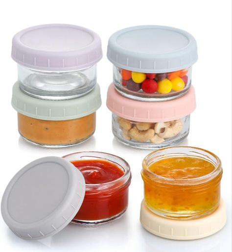 VITEVER [6 Pack] Salad Dressing Container To Go, 2.7 oz Glass Small Condiment Container with Lids, Dipping Sauce Cups Set, Leakproof Reusable Sauce Containers for Lunch Box Work Trip. Dressing Containers, Salad Dressing Container, Baby Food Storage, Work Trip, Baby Food Jars, Glass Food Storage, Glass Food Storage Containers, Cups Set, Container Set