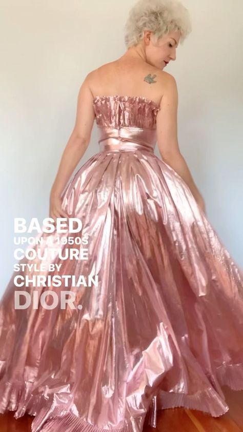 Butch Wax Vintage® on Instagram: "SOLD exclusively on IG! {Swipe left} Guaranteed to demand all eyes on you, this piece is absolutely jaw-dropping! Designer 1970s does 1950s inspired strapless metallic pink lame' party dress with intricately accordion pleated triple row shelf bust and hem! Bodice is lined in pink satin with built-in structural boning. Back talon zipper with hook and eye closures. Matching tie belt. And it has POCKETS! Made by “Victor Costa for Lord & Taylor.” Victor was the ... Victor Costa, Alternative Bridal, Vintage Pin Up, Metallic Pink, All Eyes, Pink Satin, All About Eyes, Tie Belt, Couture Fashion