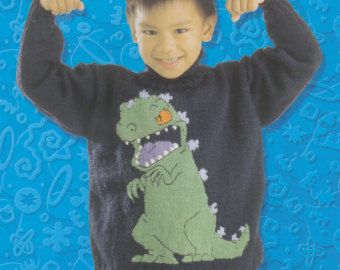 Dinosaur Jumper, Dinosaur Sweater, Knitting Patterns Boys, Intarsia Knitting, Kids Knitting Patterns, Kids Cardigans, Jumper Knitting Pattern, Pull Bebe, Boys Knits