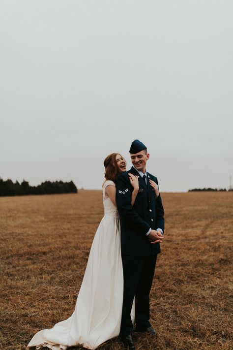 Airforce Wedding Ideas Dress Blues, Airforce Wedding Pictures, Air Force Dress Blues, Lace Wedding Dress Sleeves, Husband Photography, Air Force Wedding, Air Force Wife, Wedding Dress Off The Shoulder, Bow Tie Groomsmen