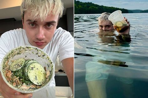 Man Goes Viral for Creative Cucumber Salad Recipes: 'Cucumbers Are a Lifestyle' (Exclusive) Logan’s Viral Cucumber Salad, Logans Viral Cucumber Salad, Viral Cucumber Salad Recipe, Logan Cucumber Salad, Viral Cucumber Salad, Viral Cucumber, Cucumber Salad Recipes, Cucumber Snacks, Cucumber Salads