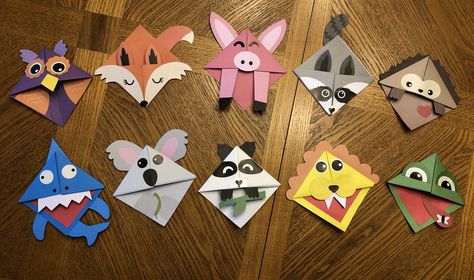 Origami Animal Bookmark, Origami Corner Bookmarks, 4th Grade Crafts, Geek Cross Stitch, Origami Bookmarks, Michaels Craft, Bookmark Craft, Bouncy Balls, Book Origami