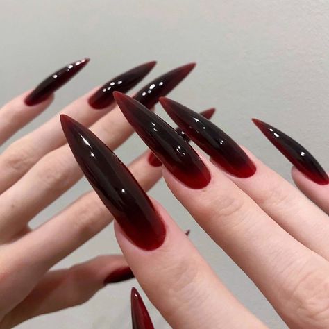 Nails,Dark nails Vampire Nails, Dark Red Nails, Punk Nails, Gothic Nails, Goth Nails, Grunge Nails, Pretty Gel Nails, Soft Nails, Black Nail