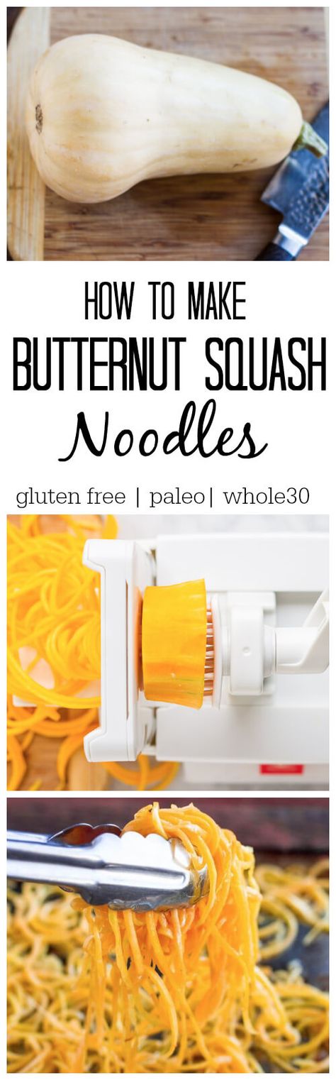 Butternut squash noodles are a healthy, easy to make alternative to traditional pasta. Colorful, vibrant, and deeply nutritious. Butternut Squash Noodles, Butternut Squash Noodle, Squash Noodles, Traditional Pasta, Zoodle Recipes, Paleo Crockpot, Veggie Noodles, Spiralizer Recipes, Squash Recipes