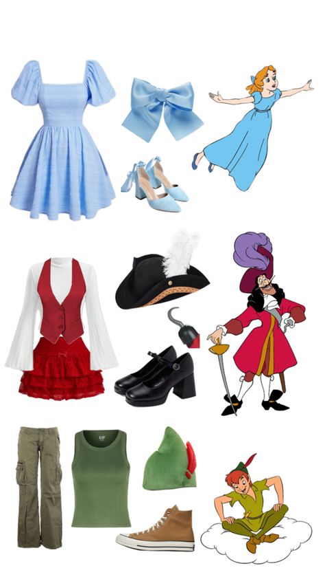 Captain Hook And Peter Pan Costume, Wendy Outfit Peter Pan, Peter Pan And Captain Hook Costumes, Wendy Costume Peter Pan, Emma Swan Hair, Wendy Peter Pan Costume, Captain Hook And Peter Pan, Hook And Peter Pan, Peter Pan Hook