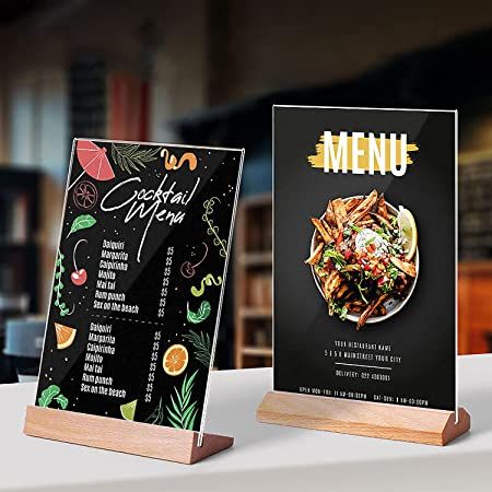 Menu Stand Design, Table Menu Design, Menu Display Ideas, Table Menu Stand, Flyer Display, Dream Restaurant, Menu Frame, Menu Cafe, Acrylic Sign Holder