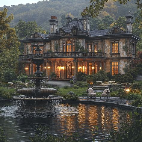 Immerse in the splendor of a Historic Estate in the Queen Anne style, in England's Lake District, 10,000 sqft. Natural light enhances muted color grading, showcasing intricate Queen Anne design. Let this AI marvel inspire your historical luxury retreat. Can you hear the melodious bird songs or envision a serene stroll by the fountain? Share your thoughts! 🌳🏰 #DreamHomeInspiration #LuxuryInteriors #QueenAnneStyle #EnglishCountryside #NatureLuxury #LuxuryLiving #LuxuryDesign #LuxuryLifestyle #HomeGoals #InspiringHomes #LuxuryTravel #HistoricElegance House Castle Style, Pretty Home Exterior, Queen Anne Style House, Lake Mansion, Estate Mansion, Cottage Mansion, Mansion Estate, Historical Houses, Mansion Aesthetic