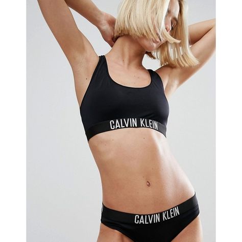 Calvin Klein Logo Racer Back Crop Top (€45) ❤ liked on Polyvore featuring swimwear, bikinis, bikini tops, black, swim bikini, tankini tops, calvin klein swimwear, swimming bikini and swim suit tops Figure Poses Reference, Minimal Clothes, Trendy Swimwear Bikinis, Bra Ideas, Sporty Swimwear, Racerback Swimsuit, Athleisure Looks, Crop Swim Top, Calvin Klein Swimwear