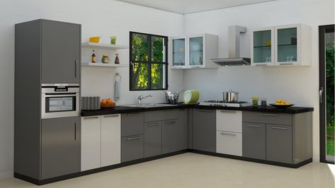 L Shape Small Modular Kitchen Ideas, L Shape Kitchen Design, Kitchen Hardware Trends, Small L Shaped Kitchens, L Shaped Modular Kitchen, L Shaped Kitchen Designs, Kitchen Design Images, Kitchen Unique, Kitchen Tour