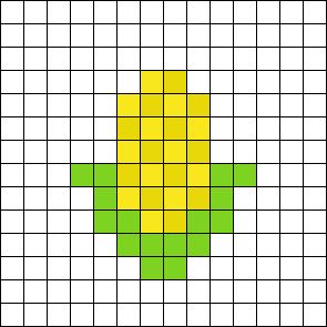 Corn Perler Bead Pattern | Bead Sprites | Food Fuse Bead Patterns Corn Perler Beads, Perler Food, Hama Beads Food, Perler Bead Food, Food Perler Beads, Perler Bead Patterns Easy, Food Pixel Art, Cute Perler Bead Ideas, Pixel Art Food