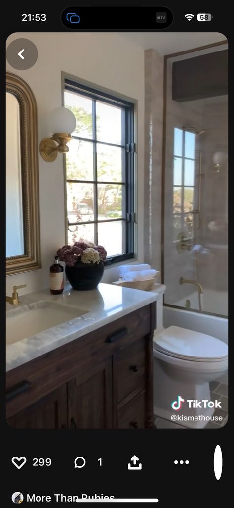 Brown Bathroom Vanity Ideas, Dark Brown Bathroom Ideas, Cherry Cabinets Bathroom, Hall Bathroom Ideas, Bathroom Ideas Dark, Dark Brown Bathroom, Brown Vanity, Brown Bathroom Vanity, Bathroom Vanity Ideas