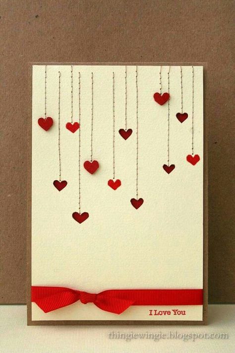 Heart Simple, Valentine Cards Handmade, Cards For Boyfriend, Seni Origami, Handmade Valentine, Birthday Cards Diy, Valentine Card, Heart Cards, E Card