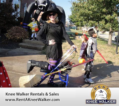 1) Dress up as a witch  on your knee scooter Knee Scooter Halloween Costume, Knee Scooter, Broken Foot, Leg Cast, Celebrate Good Times, Crutches, Halloween Costume Ideas, Trick Or Treating, Think Again