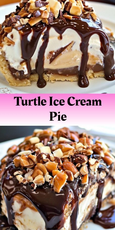 Turtle Ice Cream Pie - A Decadent Dessert Perfect for Any Occasion Indulge in the rich and creamy flavors of this Turtle Ice Cream Pie, featuring layers of vanilla ice cream, caramel sauce, chocolate fudge sauce, and toasted pecans. #TurtleIceCreamPie #DessertLovers #CaramelGoodness #ChocolateDelight #Pecans #IceCreamTreat #SouthernDessert #PieLovers #IndulgentDessert #SweetTooth Turtle Pie Recipe, Turtle Ice Cream, Ice Cream Caramel, Turtle Pie, Ice Cream Pie Recipe, Ice Cream Sauce, Chocolate Fudge Sauce, Ice Cream Pie, Cream Caramel