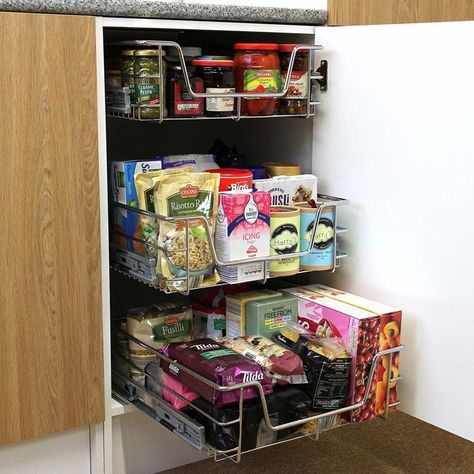 Pull out wire shelves kitchen accessories Pull Out Kitchen Storage, Kitchen Pullout, Larder Storage, Basket Drawer, Pull Out Storage, Wide Cabinet, Kitchen Basket, Pull Out Pantry, Kitchen Larder