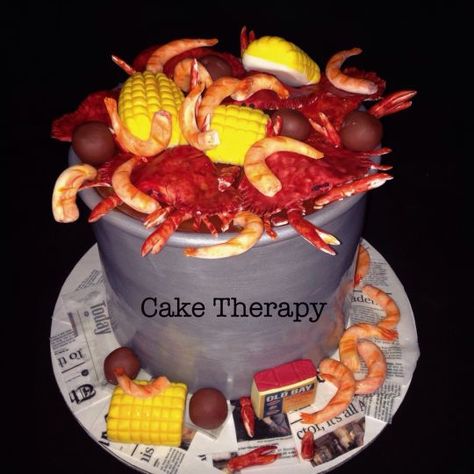 Crab Boil Party, Seafood Boil Party, Seafood Party, Nautical Cake, Realistic Cakes, Food Shapes, Crawfish Boil, Cake Shapes, Summer Cakes