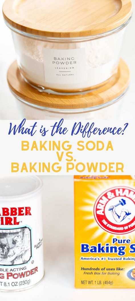 What’s the difference between baking soda and baking powder? They are leavening agents that make baked goods rise. Understanding what they are and how they work will make your baked goods better than ever! Baking Powder Vs Baking Soda, Homemade Baking Powder, What Is Baking Soda, Leavening Agents, Baking Substitutions, Recipe Using Honey, Baking Soda Health, Baking Soda On Carpet, Baking Secrets