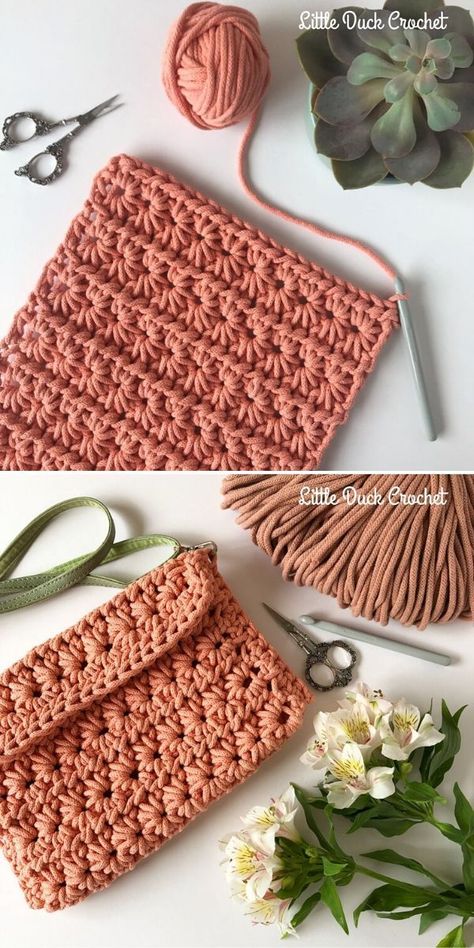 crochet designing 2024 Crochet Clutch Pattern, Stitch Purse, Crochet Star Stitch, Crochet Wallet, Crochet Clutch Bags, Crochet Star, Confection Au Crochet, Crochet Bag Tutorials, Crochet Bag Pattern Free