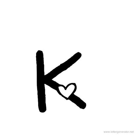 K tattoo with heart my next tattoo... For KK Letter K With Heart, K Tatoos Design, K With Heart, I Heart K, Vertical Back Tattoo, Kk Tattoo, Letter K Tattoo, Tattoo With Heart, Red Heart Tattoos