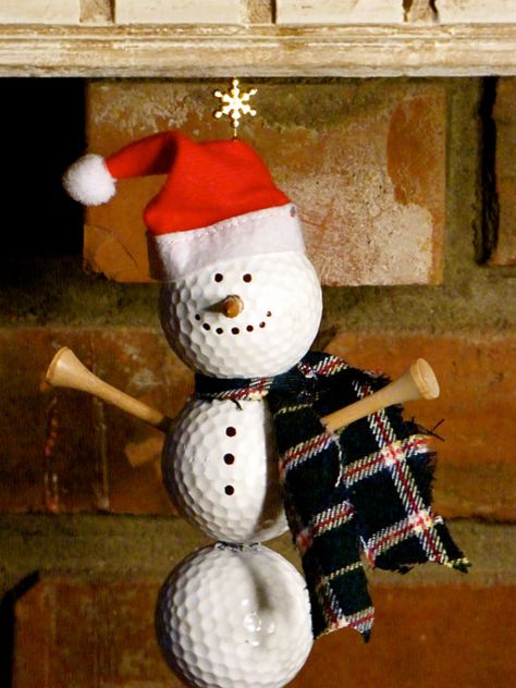 Christmas Golfer! Hey, I found this really awesome Etsy listing at https://www.etsy.com/listing/165212155/golf-ball-snowman-ornament-christmas Golf Crafts, Golf Birthday Gifts, Golf Ball Crafts, Funny Snowman, Christmas Golf, Snowman Crafts, Snowman Ornaments, Golf Balls, Holiday Activities