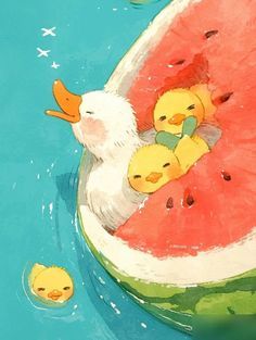 Watermelon Animals, Flower Lockscreen, Duck Drawing, Duck Wallpaper, The Best Wallpapers, Cute Easy Doodles, Best Wallpapers, Hd Anime Wallpapers, Cute Journals