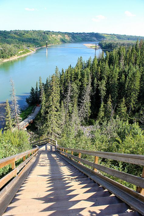 Edmonton, Alberta, Canada. North Saskatchewan River Valley staircase - a jogger's delight. Edmonton Photography, All About Canada, Alberta Travel, Beautiful Canada, Funny Travel, Canada Photos, Canadian Travel, Canada Road Trip, Travel Clothes