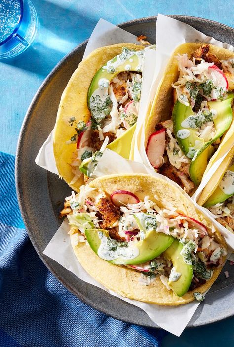 Tilapia Fish Tacos Red Pepper Quinoa, Pepper Quinoa, Tilapia Fish Tacos, Zesty Quinoa Salad, Fish Tacos Tilapia, Tilapia Tacos, Frozen Fish Fillets, Healthy Taco Recipes, Healthy Coleslaw