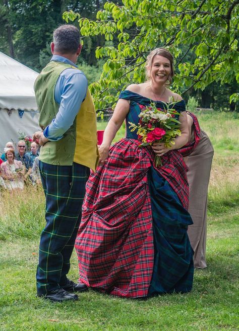 Tartan Wedding Dress, Celtic Wedding Traditions, Tartan Wedding, Scottish Fashion, Wedding Traditions, Celtic Wedding, Kilt, Backyard Wedding, Designer Wedding Dresses