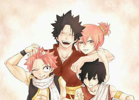 Natsu Dragneel, Zeref Dragneel and their parents. Zeref Dragneel, Photo Manga, Dragon Rouge, Fairy Tail Family, Natsu Fairy Tail, Fairy Tail Love, Anime Fairy Tail, Dark Wings, Fairy Tail Nalu