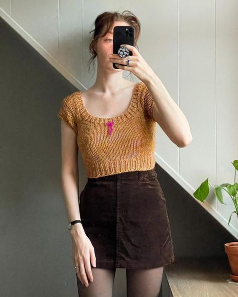 Knit Square Neck Top, Crochet Square Neck Top, Square Neck Top, Crochet Square, Vintage Orange, The Square, Baby Tee, Square Neckline, Infant Tees