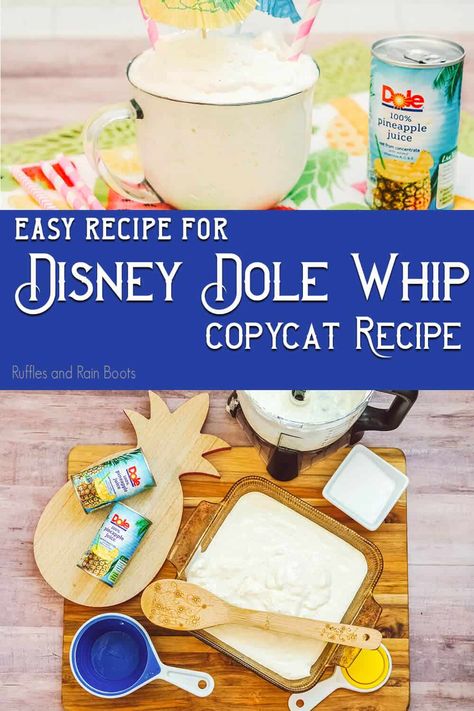 Diy Dole Whip At Home, Disney Snacks Diy, Disney Dole Whip, Dole Whip Disney, Disneyland Snacks, Disney Inspired Recipes, Pineapple Soft Serve, Dole Whip Recipe, Disney Foods