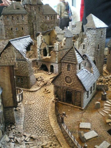 3 Awesome Ways to Make Wargaming Terrain (Cheap, Easy, and Free) - Tangible Day Mordheim Table, Miniature Town, Model Castle, Model Diorama, Warhammer Terrain, 40k Terrain, Miniature Gaming, Game Terrain, Model Town