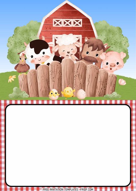 FREE Canva Invitation - Countryside Farmyard Birthday Invitation Templates Farm Invitation Template, Farmyard Birthday, Farm Animals Invitations, Farmyard Party, Farm Invitation, Farm Themed Party, Free Printable Invitations Templates, Free Printable Invitations, Disney Invitations