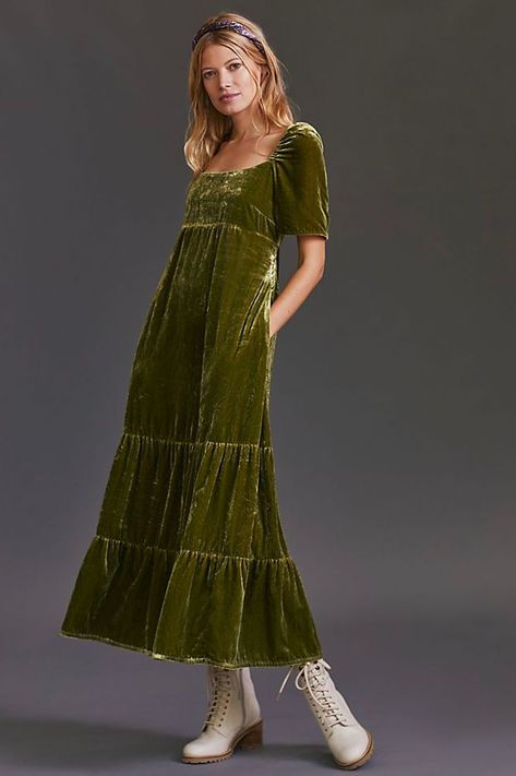 31 Fall Wedding Guest Dresses We Love - Green Wedding Shoes Casual Fall Wedding, Empire Waist Midi Dress, Fall Wedding Outfits, Wedding Guest Outfit Fall, Empire Waist Maxi Dress, Fall Wedding Guest, Green Velvet Dress, Fall Wedding Guest Dress, Velvet Maxi Dress