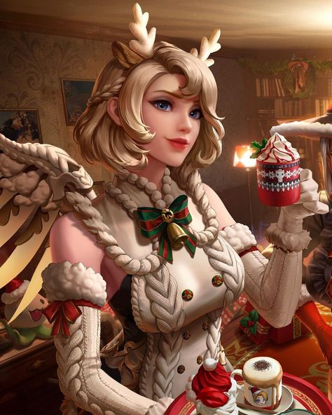 ✦ 𝗢𝗩𝗘𝗥𝗠𝗘𝗥𝗖𝗬 ✦ on Instagram: “🎄Merry Christmas!🎄 Amazing art from Korean Overwatch Department. So many details!!! And... I want this skin for Mercy SO bad!!! 😭😭😭 Artist…” Overwatch Christmas, Mercy Overwatch, Overwatch, Skin, Christmas, Art