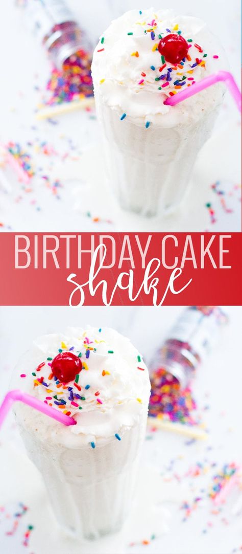 Birthday Cake Shake | fun milkshake recipes | birthday cake recipes | easy milkshake recipe | homemade milkshake || Oh So Delicioso #milkshakerecipe #birthdaycake #cakeshake Cake Milkshake Recipe, Birthday Cake Shake, Birthday Cake Recipe Homemade, Chocolate Cake Shake, Easy Milkshake, Cake Milkshake, Birthday Cake Milkshake, Cake Recipe Homemade, Cake Shake