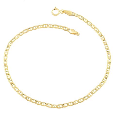 10k Yellow Gold 2.4mm Mariner Link Anklet (10 inch) * Read more reviews of the product by visiting the link on the image. Dainty Anklet, Anklet Gold, Anklets For Women, Beautiful Anklet, Summer Anklets, Women Anklets, Gold Anklet, Gold Flats, Gold Box