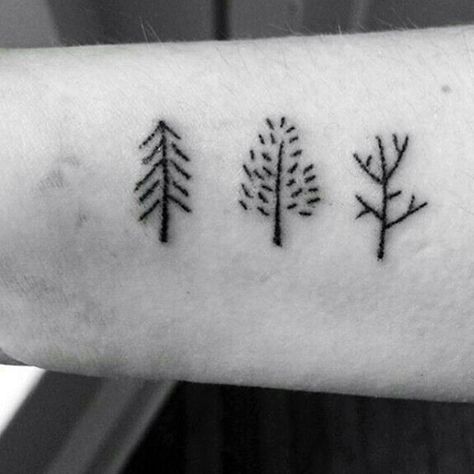 Tree Seasons Mens Inner Forearm Simple Tattoos Simple Tree Tattoo, Stick Tattoo, Stick Poke Tattoo, Tree Tattoo Small, Petit Tattoo, Stick N Poke, Handpoke Tattoo, Tree Tattoo Designs, Stick N Poke Tattoo