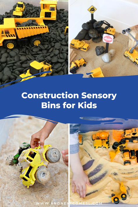 Looking for construction sensory bins for toddlers and preschoolers? Then try one of these construction sensory bin ideas! Sensory Bin Ideas For Preschool, Sensory Bin Ideas For Toddlers, Construction Sensory Bin, Sensory Bins For Toddlers, Sensory Bin Ideas, Indoor Toddler Activity, Sensory Tub, Sensory Therapy, Sensory Diet