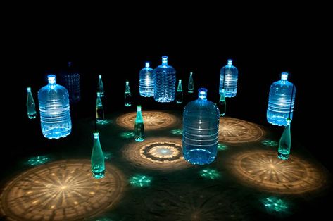 Light And Water Art Installations, Site Specific Art Installation, Festival Art Installation, Experiential Art, Arts Magazine, Bottled Water, Shadow Art, Water Art, Bottle Lights